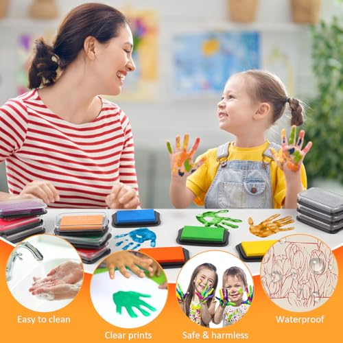 XoreArt Large Finger Ink Pads for Kids Washable Craft Ink Stamp Pads, 16 Color DIY for Rubber Stamps, Paper, Scrapbooking, Wood Fabric, Best Gift for Kids(Each Sponge Size 2.87"X1.77") - Image 5