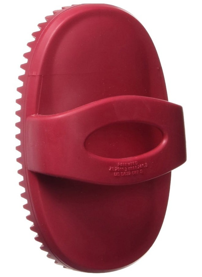 Le Salon Essentials Rubber Curry Grooming Brush with Loop Handle Red  - Image 2
