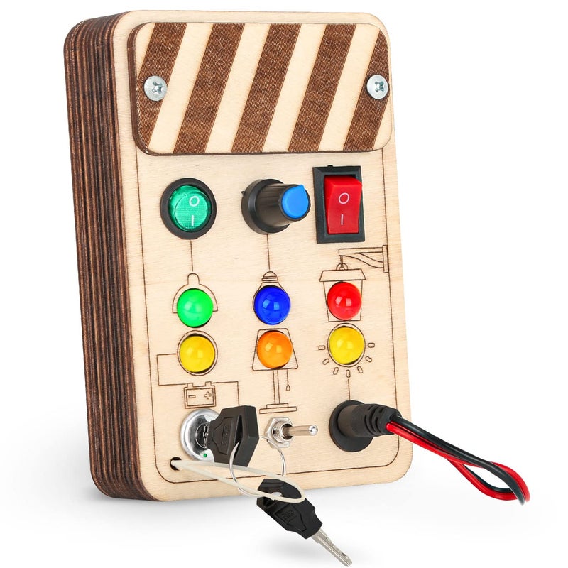 Joyreal Wooden Montessori Busy Board Toddler Sensory Toys LED Light Switch Travel Toys for 2 Year Old Boy - Image 2