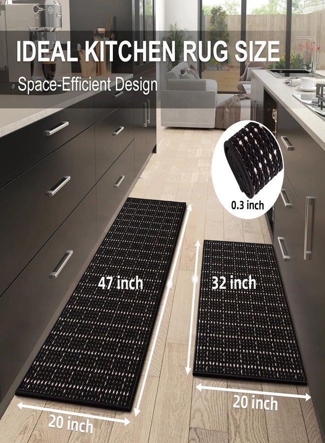 eqivei Kitchen Rugs Non Skid Washable Set of 2 PCS, 20"x 47"+20"x 32", Absorbent Runner Rugs Front of Sink, Kitchen Mats for Floor, Home Decor Accessories - Image 2