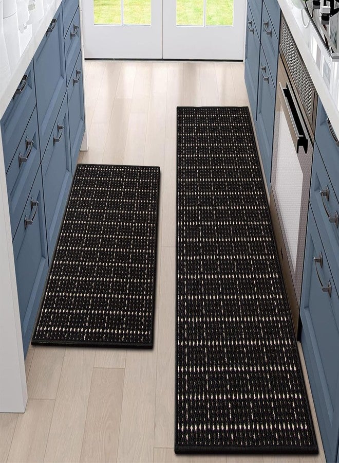 eqivei Kitchen Rugs Non Skid Washable Set of 2 PCS, 20"x 47"+20"x 32", Absorbent Runner Rugs Front of Sink, Kitchen Mats for Floor, Home Decor Accessories - Image 1