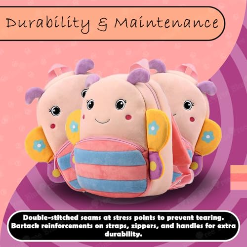 blue tree Cute Kids Backpack Toddler Bag Plush Animal Cartoon Mini Travel Bag for Baby Girl Boy 1-6 Years, Ideal for Gifting for Kids (Cute Butterfly) - Image 5