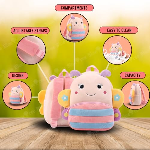 blue tree Cute Kids Backpack Toddler Bag Plush Animal Cartoon Mini Travel Bag for Baby Girl Boy 1-6 Years, Ideal for Gifting for Kids (Cute Butterfly) - Image 2