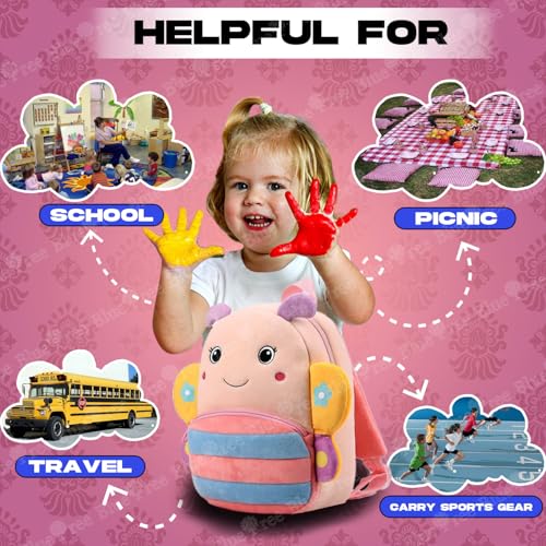 blue tree Cute Kids Backpack Toddler Bag Plush Animal Cartoon Mini Travel Bag for Baby Girl Boy 1-6 Years, Ideal for Gifting for Kids (Cute Butterfly) - Image 3