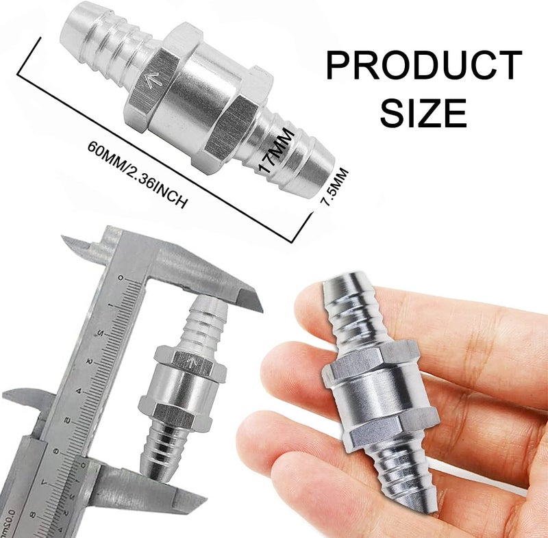 JONMON 5/8 Inch 16mm Non-Return One Way Aluminium Alloy Silver Fuel Line Check Valve Air Oil Petrol Diesel Water for Snowmobile Motorcycle Automotive Car Truck Tractor,2 Packs - Image 2