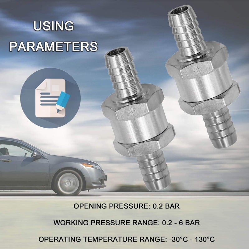 JONMON 5/8 Inch 16mm Non-Return One Way Aluminium Alloy Silver Fuel Line Check Valve Air Oil Petrol Diesel Water for Snowmobile Motorcycle Automotive Car Truck Tractor,2 Packs - Image 5