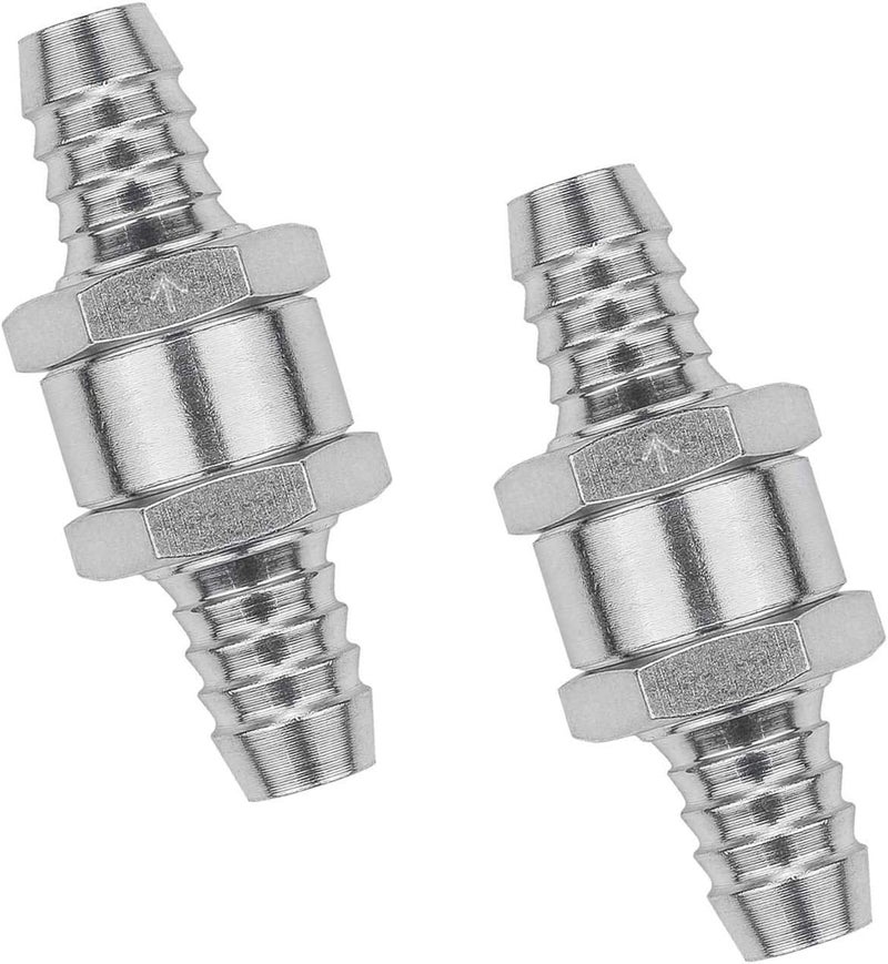 JONMON 5/8 Inch 16mm Non-Return One Way Aluminium Alloy Silver Fuel Line Check Valve Air Oil Petrol Diesel Water for Snowmobile Motorcycle Automotive Car Truck Tractor,2 Packs - Image 1