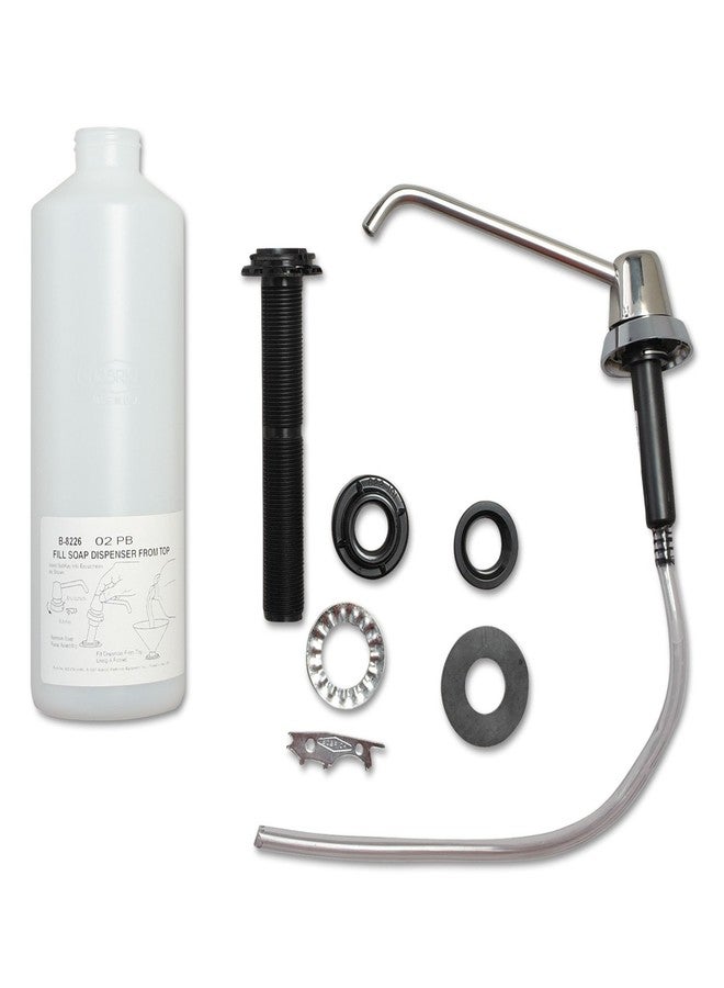 Bobrick Commercial Liquid Soap Dispenser 34 fl oz Capacity, Counter-Mounted, Polished Chrome, Manual Top-Fill, Vandal-Resistant Shatter-Proof Design 6-Inch Spout Durable Stainless Steel Construction (Model B-8226)