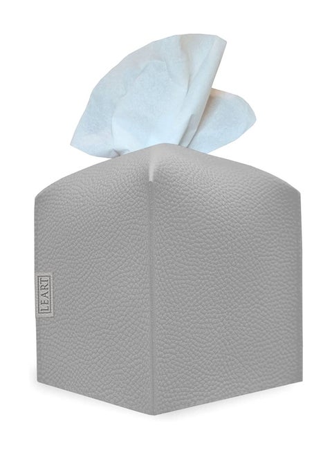 Leather Tissue Box Cover – Home Decorations for Living Room, Bedroom and Office | Car Tissue Holder | Tissue Holder | Tissue Box Holder for Car | Tissue Box Cover for Car (Stone Grey Cube)
