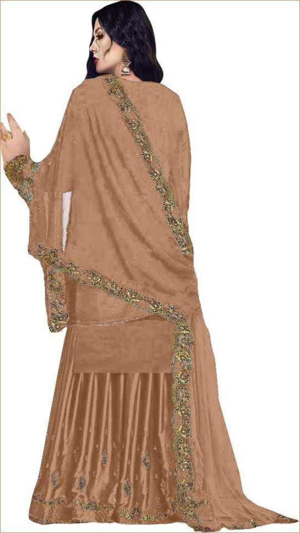 THE 9192 Women's Semi Stitched Embroidered Kurta Sharara Set Heavy Work Georgette Kurta Sharara Dupatta Set (Black) - Image 3