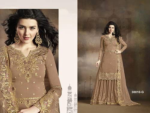 THE 9192 Women's Semi Stitched Embroidered Kurta Sharara Set Heavy Work Georgette Kurta Sharara Dupatta Set (Black) - Image 5