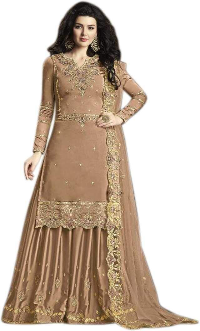 THE 9192 Women's Semi Stitched Embroidered Kurta Sharara Set Heavy Work Georgette Kurta Sharara Dupatta Set (Black) - Image 2