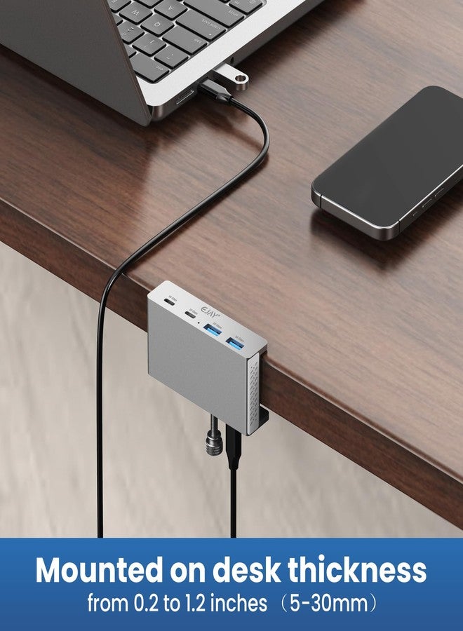 EJAY 4Ports 10Gbps USB-C HUB USB3.2 Clamp USB HUB Splitter,Mountable USB-C Adapter with Data & Power Cable for iMac 2021 and later-10Gbps(Sliver) - Image 4