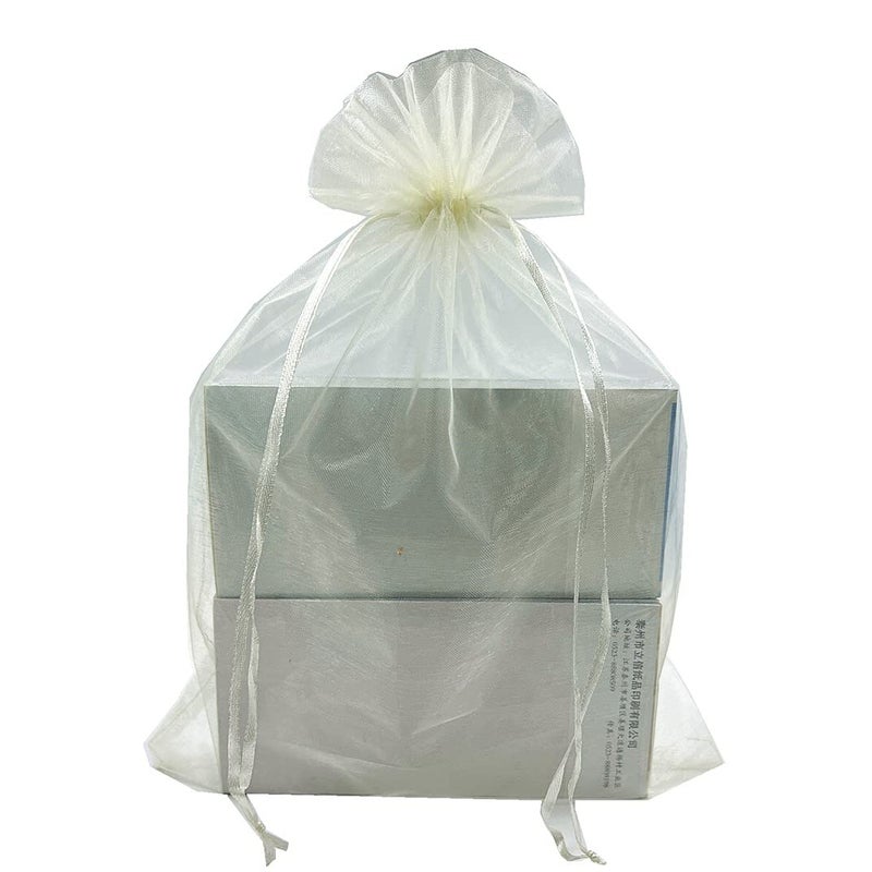 LYSXP 30PCS Ivory Color Large Sheer Organza Bags 10x14Inch Wedding Favor Bags with Drawstring Party Christmas Candy Bag