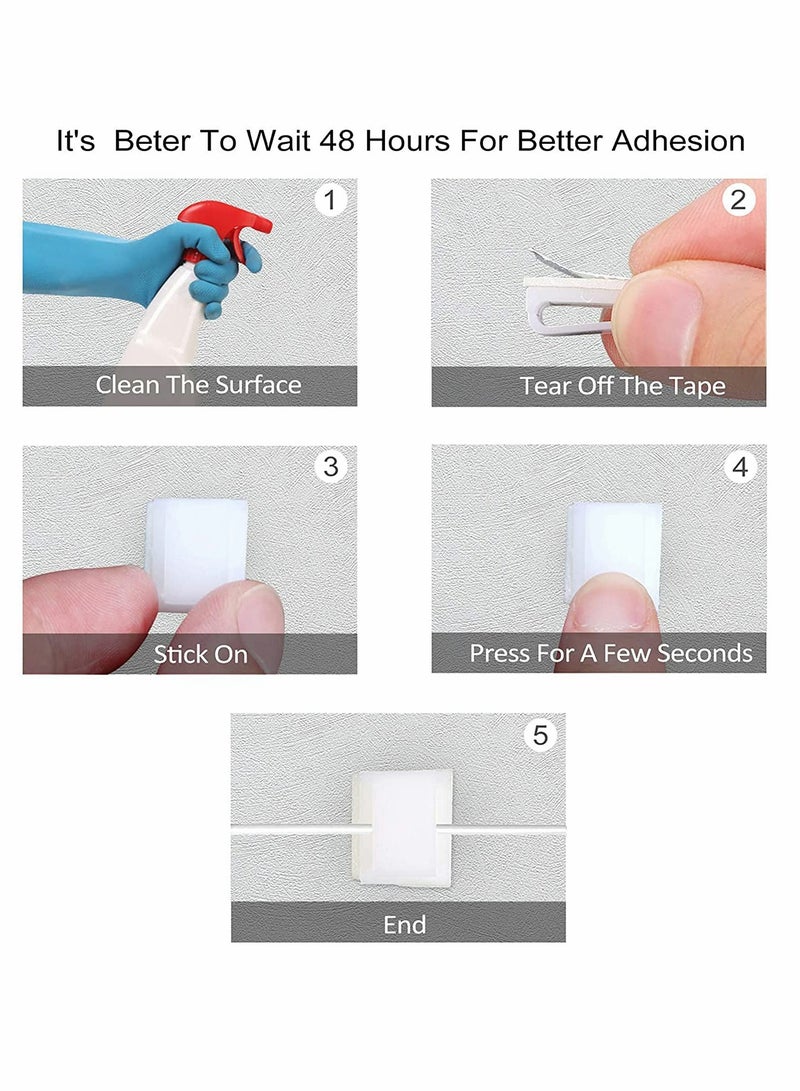 100 PCS White Self-Adhesive LED Light Strip Mounting Clips Cable Organizer for 8mm Light Strips - Image 4