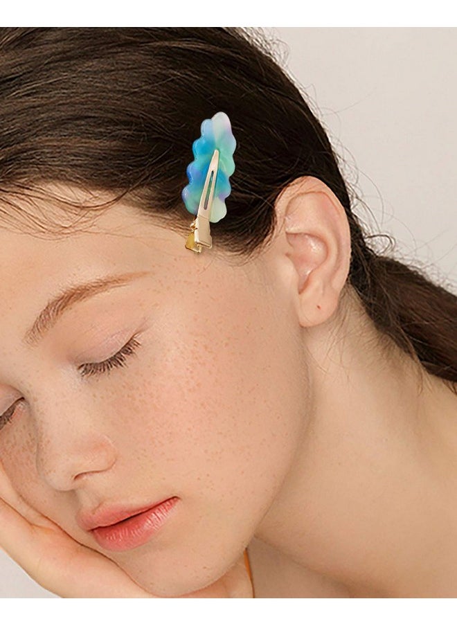 Lizzie Kay - 4Pcs No Crease No Bend Flat Resin Oak Leaf Hair Bang Clips For Women Makeup - Image 1