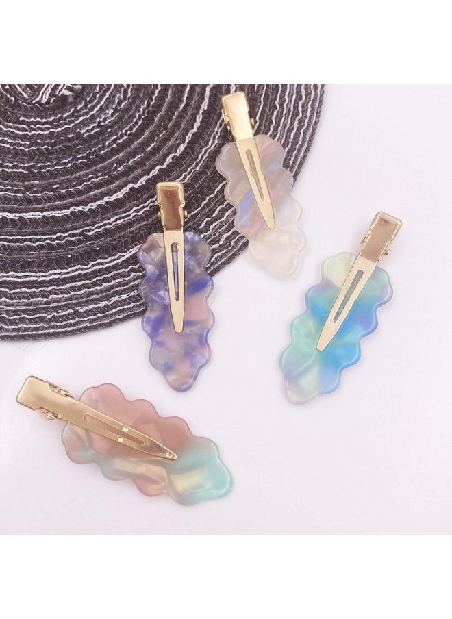 Lizzie Kay - 4Pcs No Crease No Bend Flat Resin Oak Leaf Hair Bang Clips For Women Makeup - Image 1