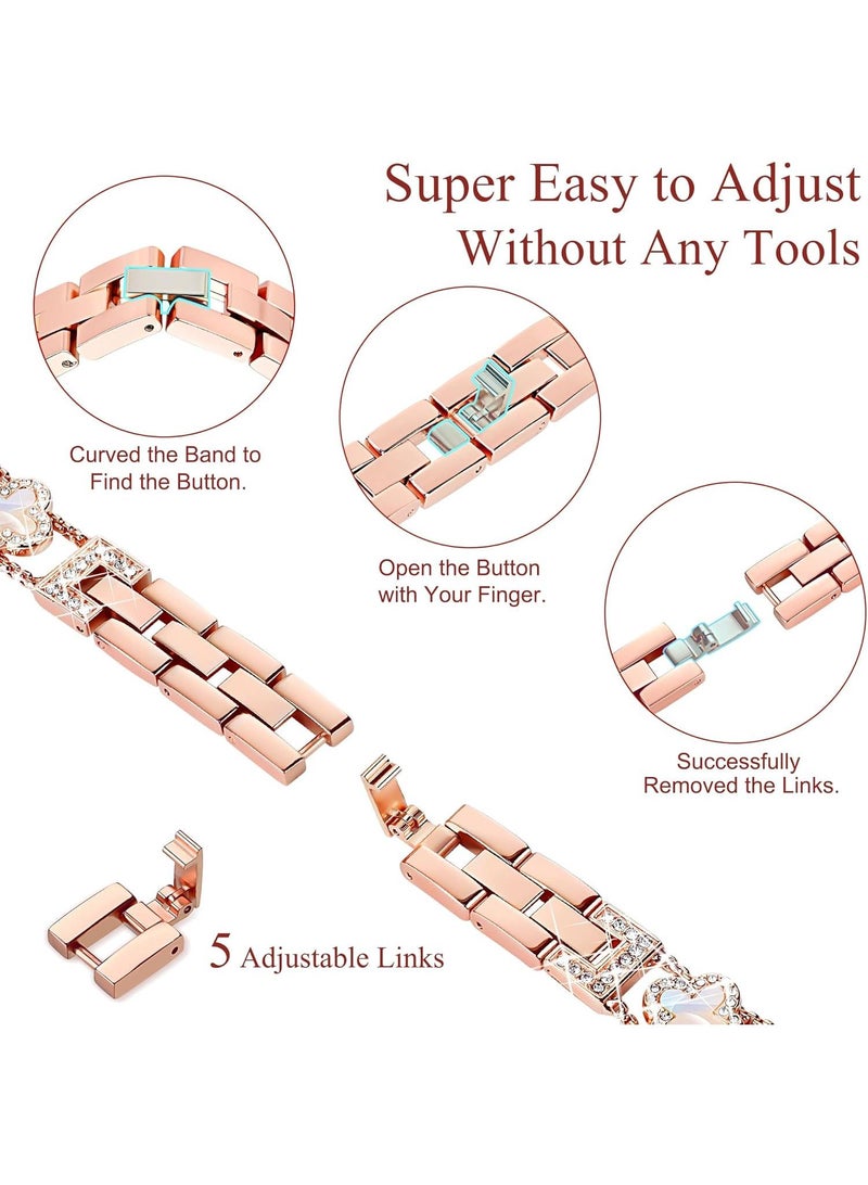 Y&D For Apple Watch 42/44/45MM Fashion Diamond Clover Metal Strap  - Image 4