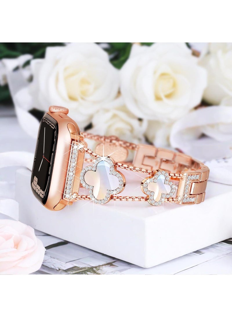 Y&D For Apple Watch 42/44/45MM Fashion Diamond Clover Metal Strap  - Image 3
