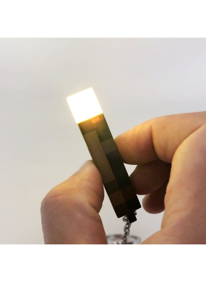 Loquat Minecraft My World Game Peripheral Toy Torch Luminous Model Keychain Torch Night Light Pendant-Specifications:Fire Handle Lamp 【battery Type】 - Image 3