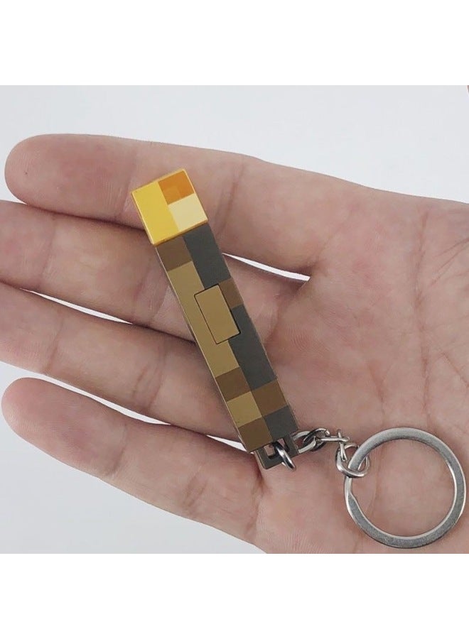 Loquat Minecraft My World Game Peripheral Toy Torch Luminous Model Keychain Torch Night Light Pendant-Specifications:Fire Handle Lamp 【battery Type】 - Image 4