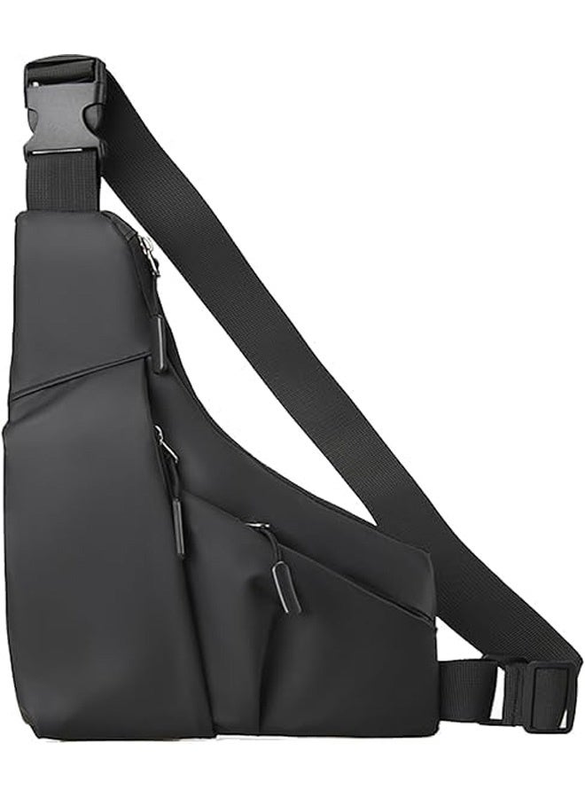Crossbody Bag – Black, Nylon, Lightweight, for Travel, Casual, Zipper, Adjustable Strap