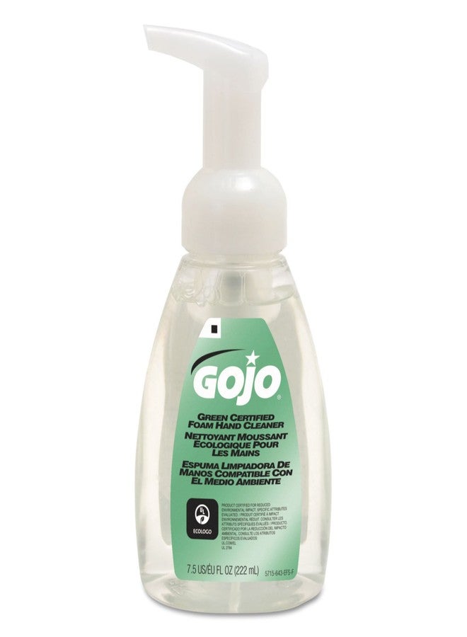 Gojo Green Certified Foam Hand Cleaner, Fragrance-Free, Clear, 7.5 oz Pump Bottle