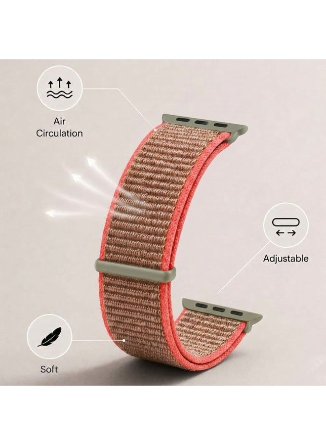 MARGOUN Breathable Nylon Sport Loop Band Compatible with Apple Watch 44mm 45mm 46mm 49mm for Women Men, iWatch Wrist Straps for Ultra 3 2, Se, Series 11 10 9 8 7 - terracotta - Image 3