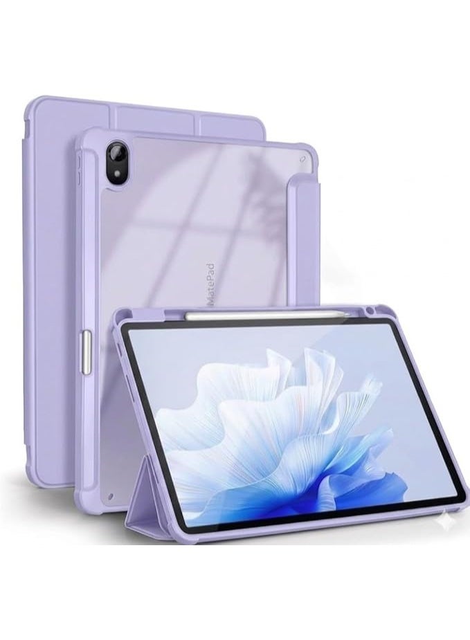 Shockproof Tablet Case Compatible with Huawei MatePad SE 11 inch 2024, Slim Trifold PU Shockproof Case with Pencil Holder lavnder - Image 1