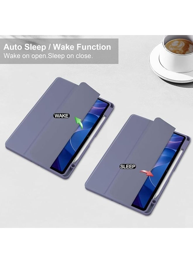 Shockproof Tablet Case Compatible with Huawei MatePad SE 11 inch 2024, Slim Trifold PU Shockproof Case with Pencil Holder lavnder - Image 2