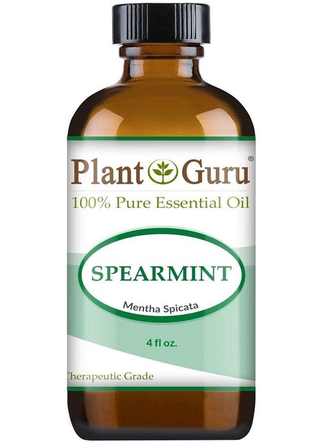 Plant Guru Spearmint Essential Oil 4 oz. 100% Pure Undiluted Therapeutic Grade for Aromatherapy Diffuser 