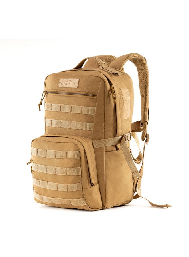 TriPole Captain 25 Litres Tactical Standard Backpack With Molle Webbing And Carabiner (Khaki) - Image 1