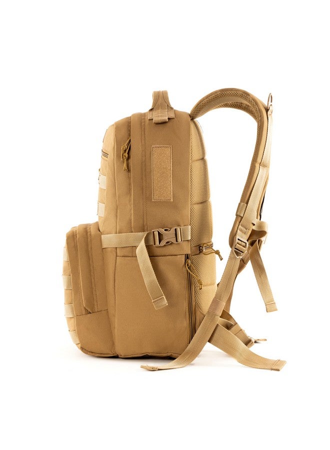 TriPole Captain 25 Litres Tactical Standard Backpack With Molle Webbing And Carabiner (Khaki) - Image 2