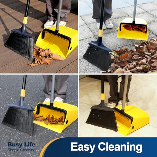 Yocada Commercial Broom and Dustpan Set with Comb Commercial Outdoor Indoor for Courtyard Garage Lobby Mall Market Floor Home Kitchen Room Office Pet Hair Rubbish - Image 5