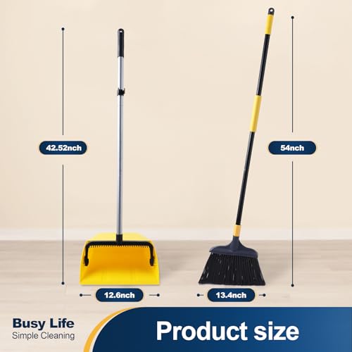 Yocada Commercial Broom and Dustpan Set with Comb Commercial Outdoor Indoor for Courtyard Garage Lobby Mall Market Floor Home Kitchen Room Office Pet Hair Rubbish - Image 4
