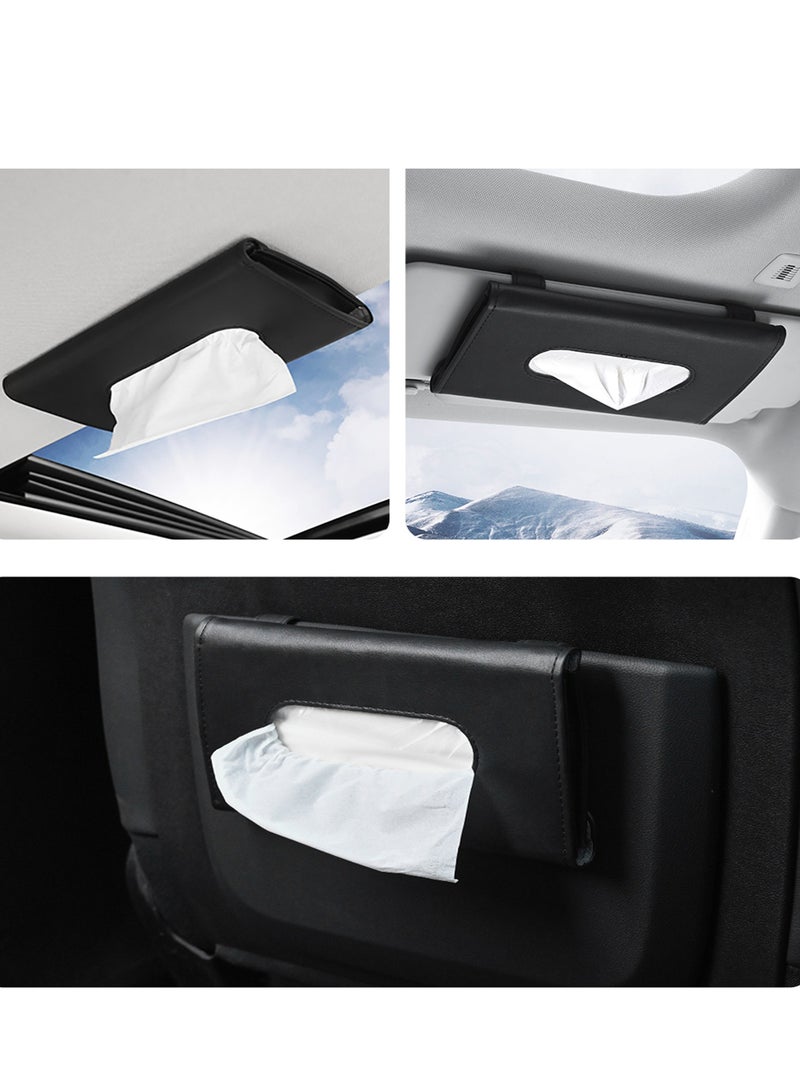 Generic PU Leather Car Tissue Holder Vehicle Tissues Case for Sun Visor and Seat Back (Excluding tissue)  - Image 2