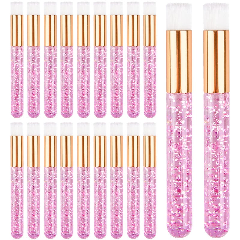 TUZAZO 20 Pieces Pink Lash Shampoo Brushes - Glitter Crystal Eyelash Extension Cleanser Brushes - Nose Pore Deep Cleaning Brush for Blackhead Removing Facial Cleansing (Pink) - Image 1