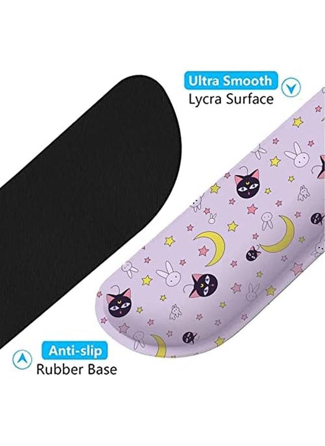 Purple Anime Keyboard Wrist Rest Kawaii Mouse Pad With Wrist Support Mouse Pad Enlarge Gel Memory Foam For Computer Desk Decor Accessories Office Gaming Laptop