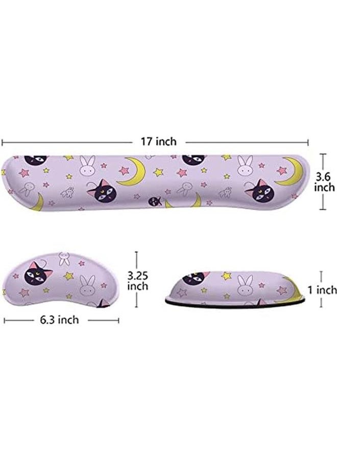 Purple Anime Keyboard Wrist Rest Kawaii Mouse Pad With Wrist Support Mouse Pad Enlarge Gel Memory Foam For Computer Desk Decor Accessories Office Gaming Laptop