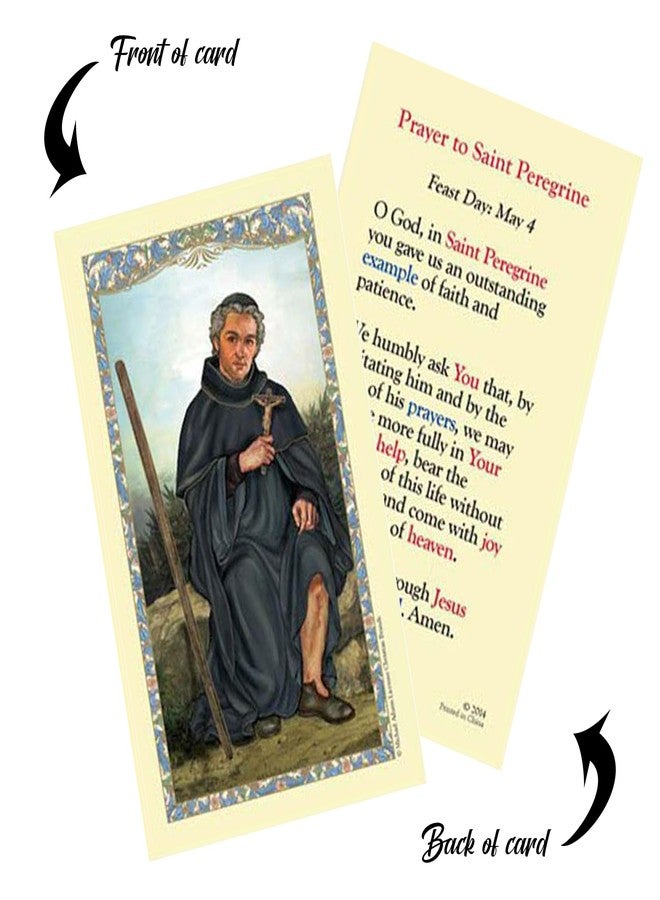 Trendzeen Saint Peregrine Holy Card - Hand Held Comfort Cross, The Lord's Prayer - Laminated Double Sided Saint Peregrine Card - St Peregrine Patron Saint of Cancer Patients Themed Set - 3 Items - Image 5
