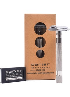 Parker 64S Stainless Steel Handle Double Edge Safety Razor  5 Premium Blades