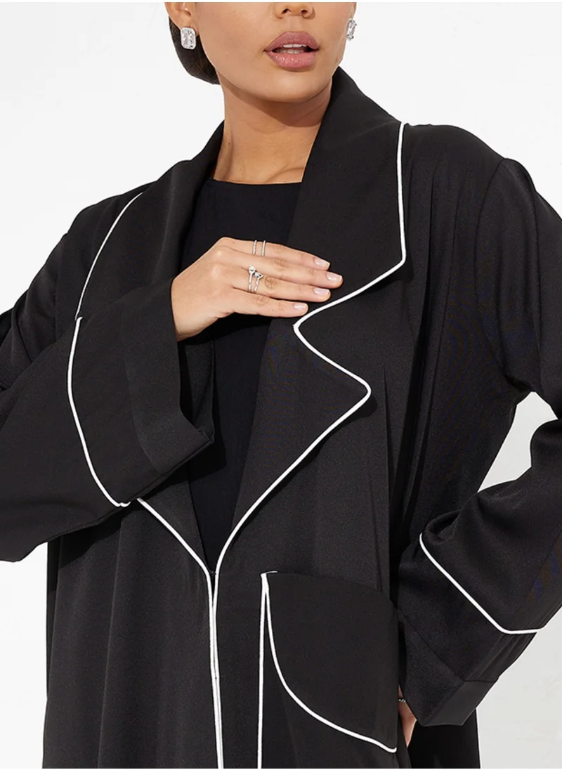 Rosette Abaya Black Jacket Pocket Abaya