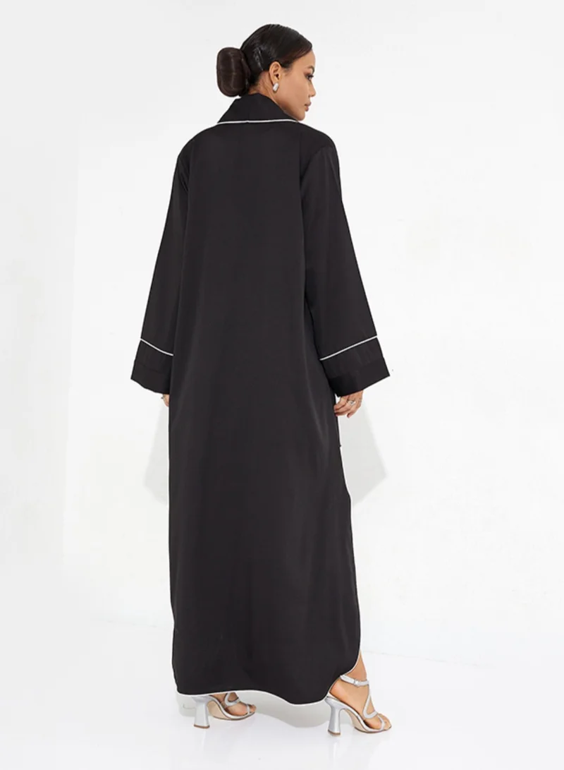 Rosette Abaya Black Jacket Pocket Abaya