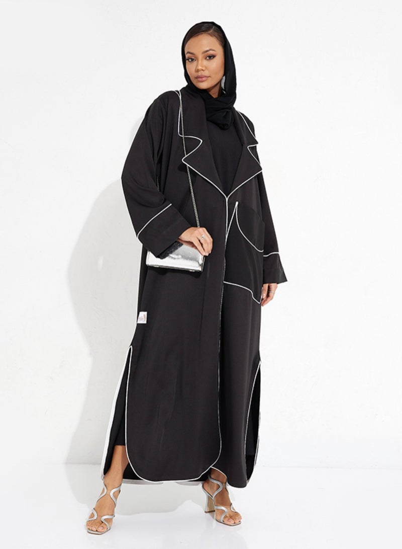 Rosette Abaya Black Jacket Pocket Abaya  - Image 4