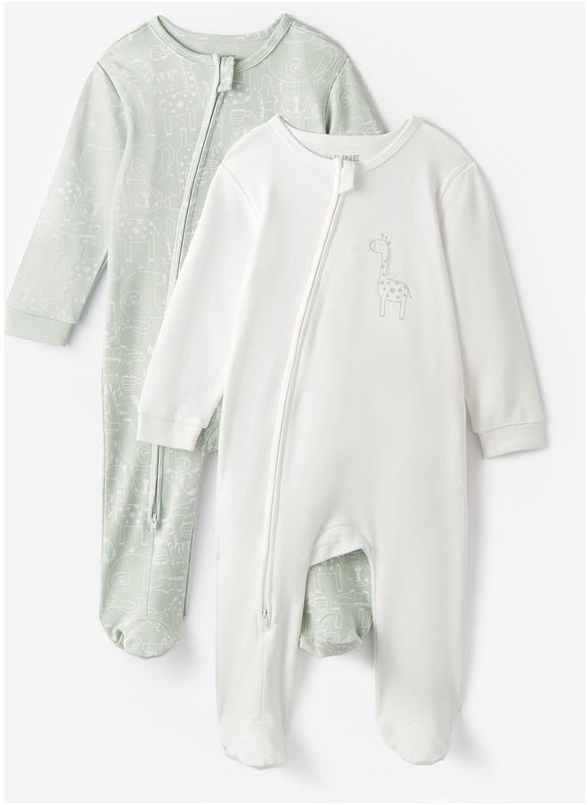 JUNE - June Baby Zippered Footed Jumpsuit Mint - Ecru - Image 1