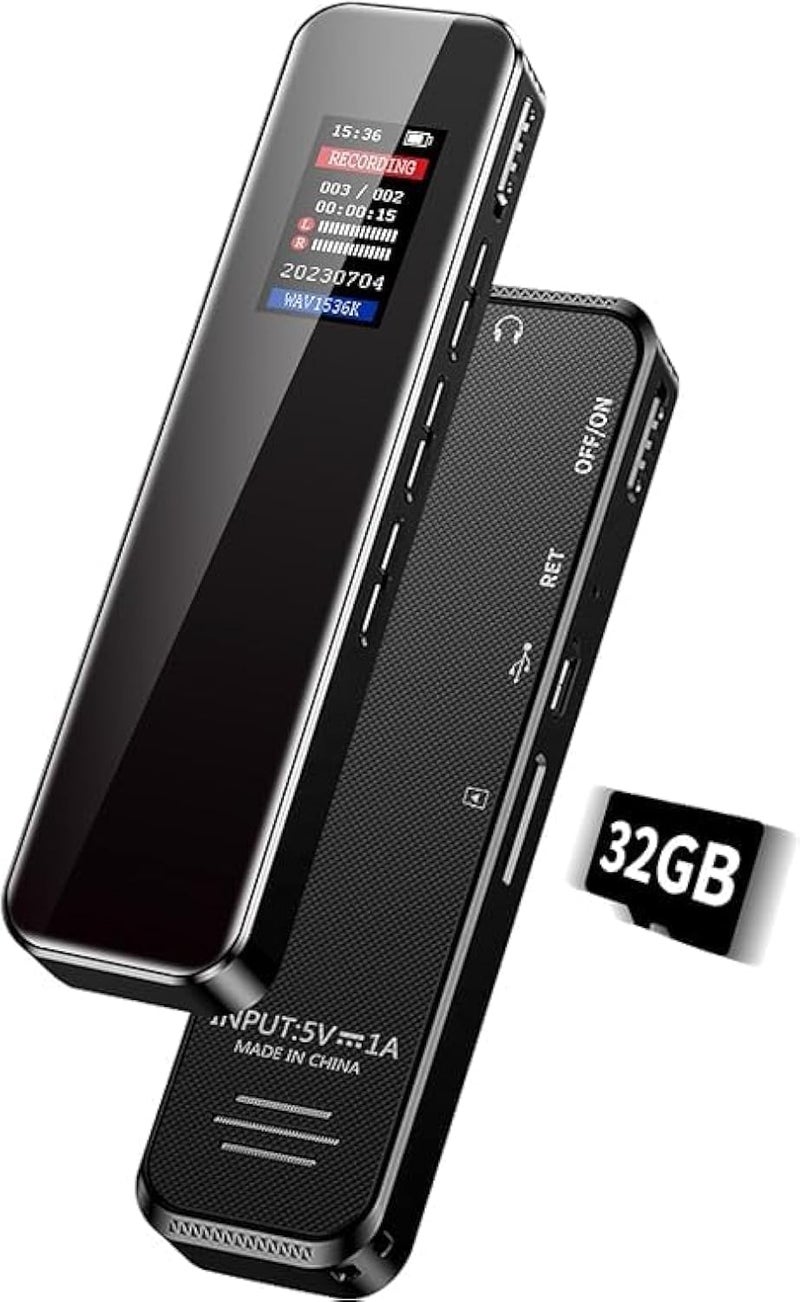 32GB Digital Voice Recorder for Lectures Meetings - Voice Activated Recorder with 2324 Hours Capacity Sound Audio Recorder Dictaphone Recording Device with Playback,MP3 Player,Variable Speed,Password
