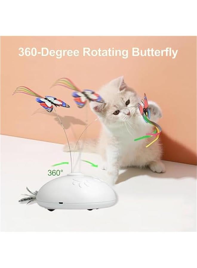 HOOKOR Electronic Interactive Cat Toy,Automatic Moving Cat Teaser Toy with erfly, Feather,Rechargeable Toy for Indoor Cats Kittens Kitty Teaser Wand - Image 2