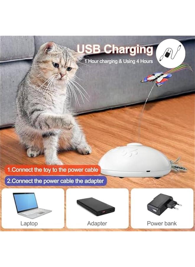 HOOKOR Electronic Interactive Cat Toy,Automatic Moving Cat Teaser Toy with erfly, Feather,Rechargeable Toy for Indoor Cats Kittens Kitty Teaser Wand - Image 5