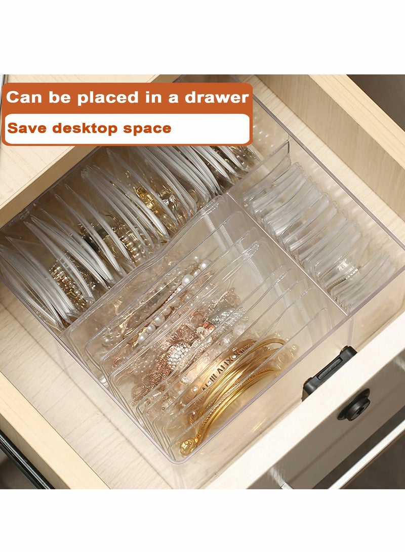 KASTWAVE Transparent Jewelry Storage Box, Clear Acrylic Drawer Organizer Box with 10 Large Bags for Bracelet, 30 Middle Bags for Necklace, 20 Small Bags for Ring, Individually Packaged, Easy to Carry - Image 5