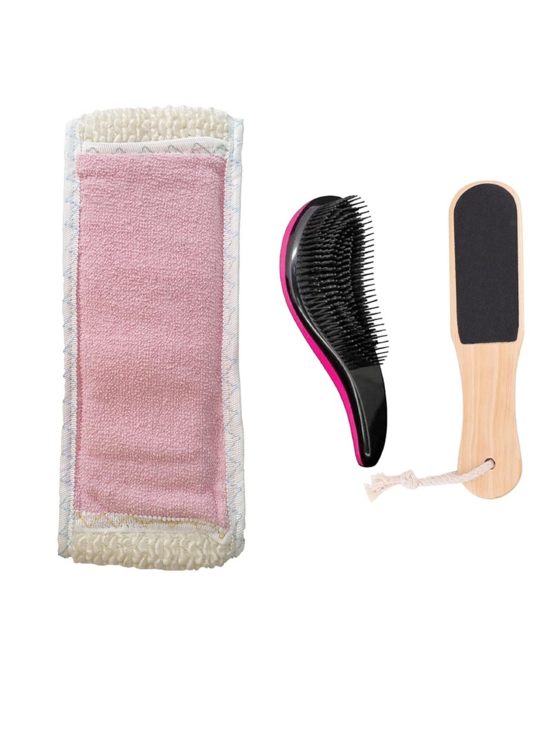 Generic The perfect grooming set for all ages: Includes a foot file with plastic hairbrush and innovative bath glove, body and hair cleaning tools  - Image 1